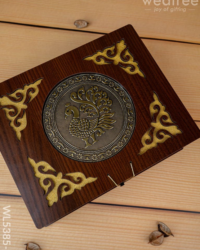 Brown Dry Fruit Box with 6 Glass Jar - Annapakshi Design - 9x7 inch - WL5385-2 - Dry Fruit Box