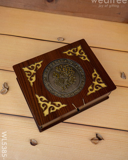 Brown Dry Fruit Box with 6 Glass Jar - Annapakshi Design - 9x7 inch - WL5385-2 - Dry Fruit Box