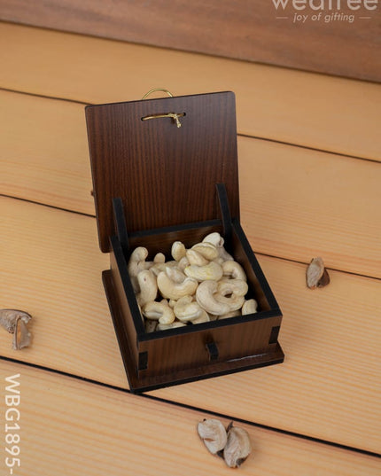 Brown Floral Dry Fruit Box - 4x4 inch - WBG1895-2 - Dry Fruit Box RG