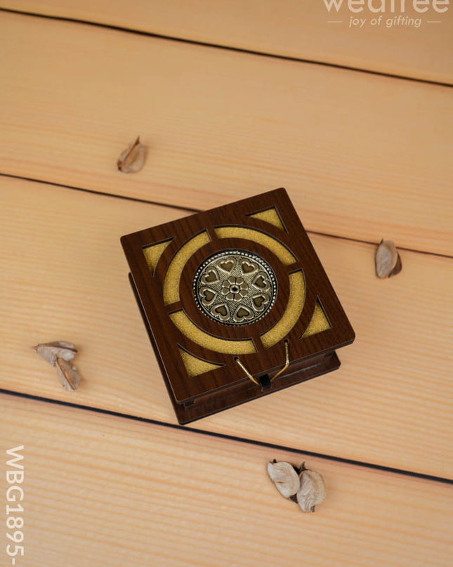 Brown Floral Dry Fruit Box - 4x4 inch - WBG1895-2 - Dry Fruit Box RG