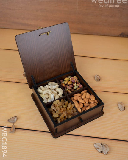 Brown Floral Dry Fruit Box - 6x6 inch - WBG1894-2 - Dry Fruit Box RG