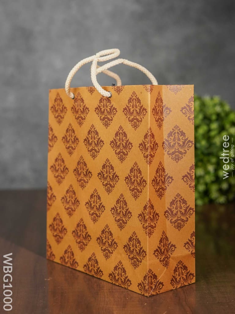 Brown Floral Printed Paper Bag - Wbg1000 Bags
