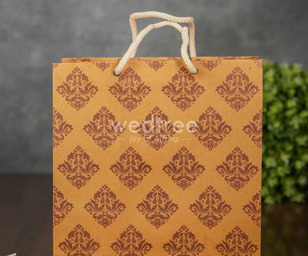 Brown Floral Printed Paper Bag WBG1000 – Wedtree