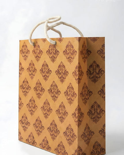 Brown Floral Printed Paper Bag - WBG1000 - Paper Bags