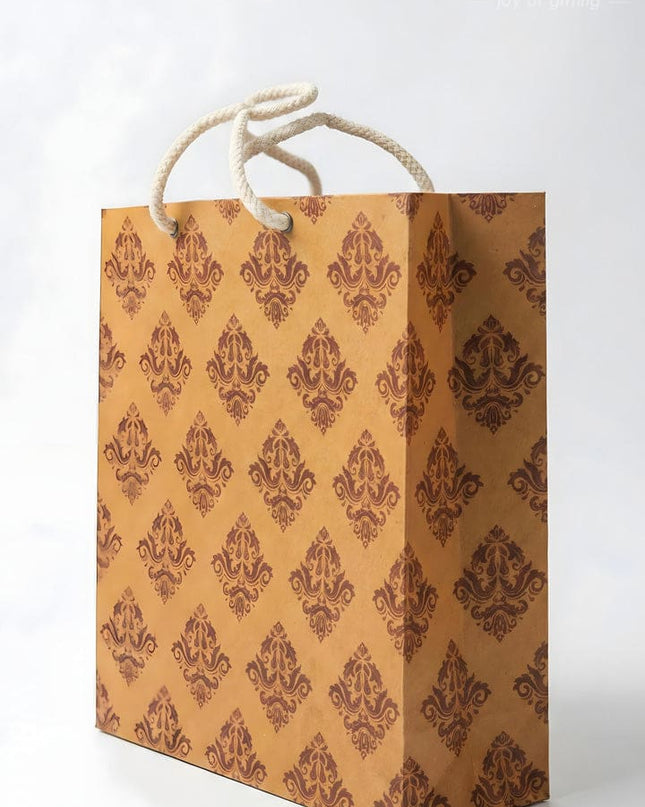 Brown Floral Printed Paper Bag - WBG1000 - Paper Bags