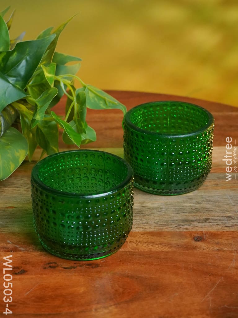 Bubble Textured Votive (3 Inch) - Set Of 2 Wl0503 Green Candles And Votives