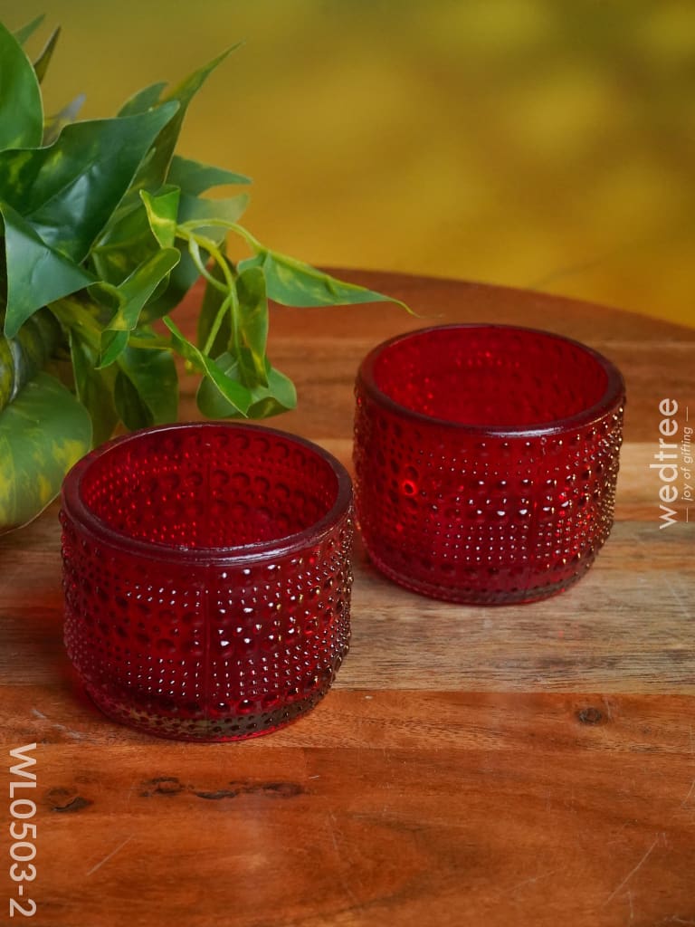 Bubble Textured Votive (3 Inch) - Set Of 2 Wl0503 Red Candles And Votives