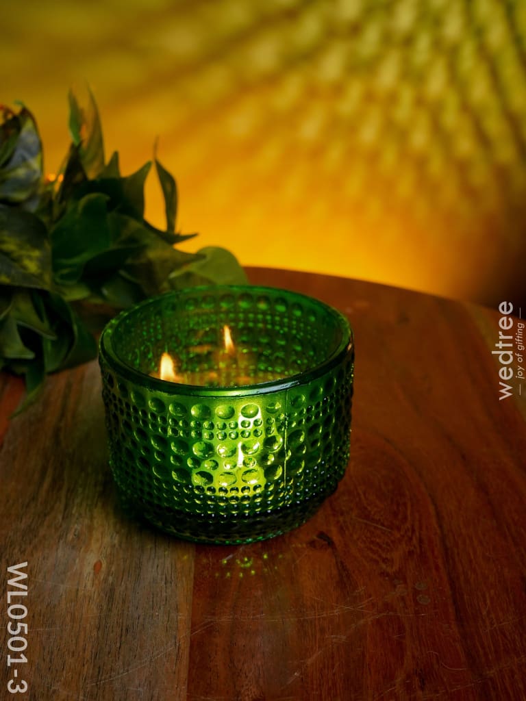 Bubble Textured Votive (4 Inch) - Wl0501 Bottle Green Candles And Votives