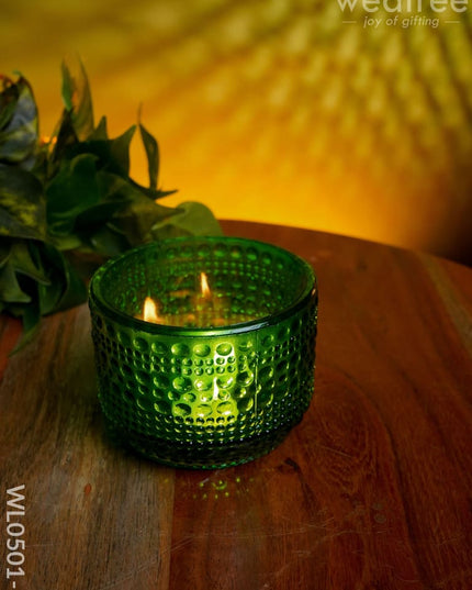 Bubble Textured Votive (4 Inch) - Wl0501 Bottle Green Candles And Votives