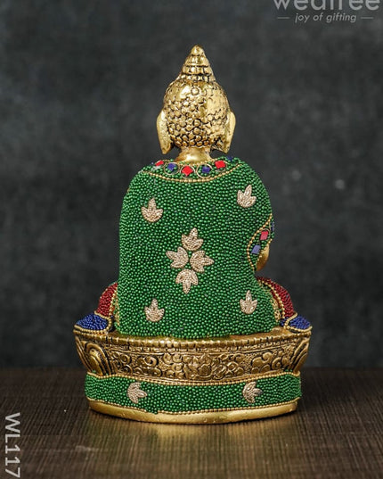 White Metal Buddha With Stone Work - Wl1176