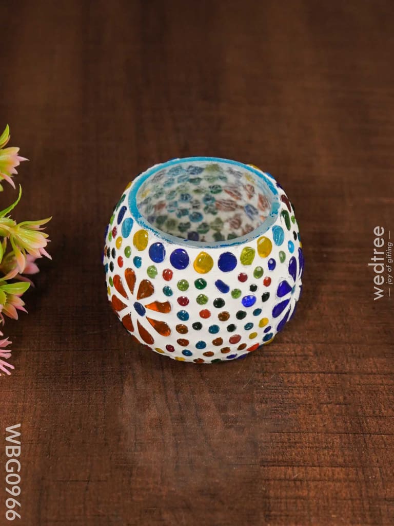 Candle Holder In Cracked Mosaic Glass - Wbg0966 Candles
