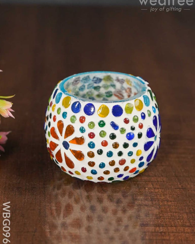 Candle Holder In Cracked Mosaic Glass - Wbg0966 Candles