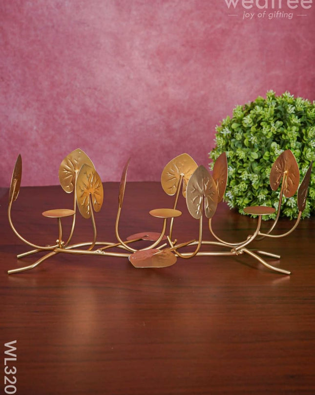 Candle Holders Among Lotus Stems & Leaves - Wl3205 Candles And Votives