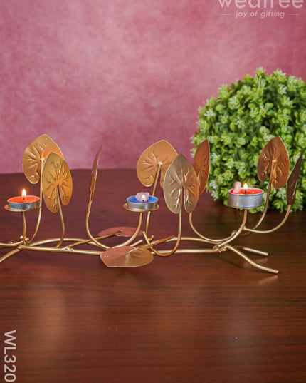 Candle Holders Among Lotus Stems & Leaves - Wl3205 Candles And Votives