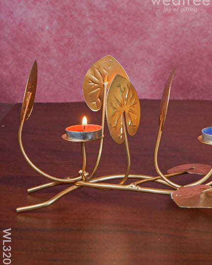 Candle Holders Among Lotus Stems & Leaves - Wl3205 Candles And Votives