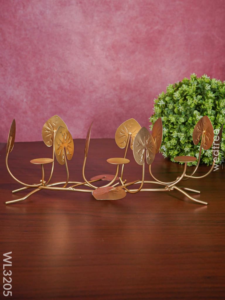 Candle Holders Among Lotus Stems & Leaves - Wl3205 Candles And Votives