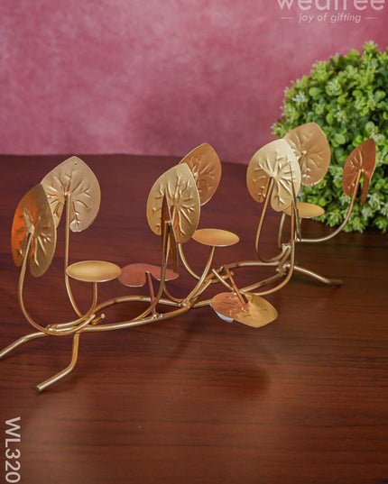 Candle Holders Among Lotus Stems & Leaves - Wl3205 Candles And Votives