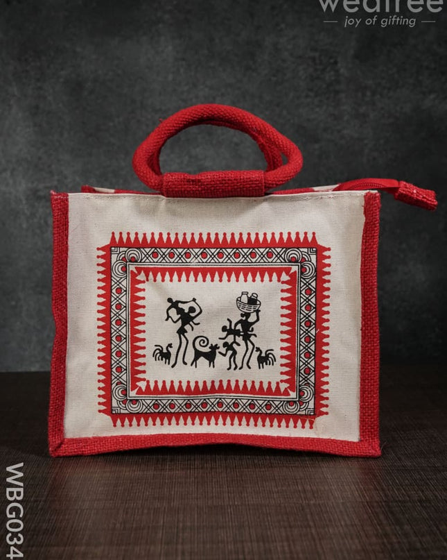 Canvas And Jute Bag With Warli Print - Wbg0344 Bags