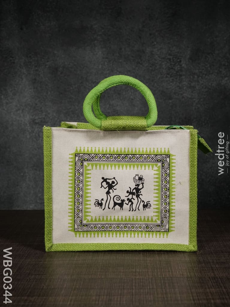 Canvas And Jute Bag With Warli Print - Wbg0344 Bags