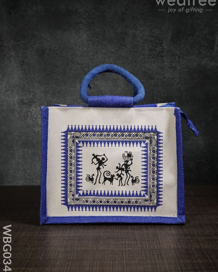 Canvas And Jute Bag With Warli Print - Wbg0344 Bags