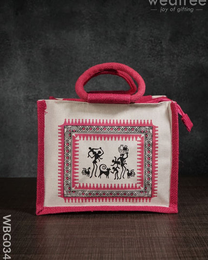 Canvas And Jute Bag With Warli Print - Wbg0344 Bags