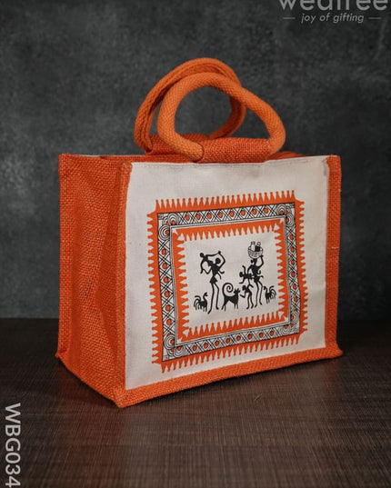 Canvas And Jute Bag With Warli Print - Wbg0344 Bags