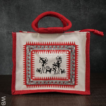 Canvas And Jute Bag With Warli Print - Wbg0344 Bags