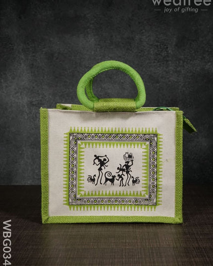 Canvas And Jute Bag With Warli Print - Wbg0344 Bags