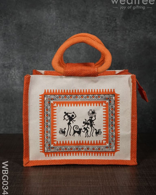 Canvas And Jute Bag With Warli Print - Wbg0344 Bags