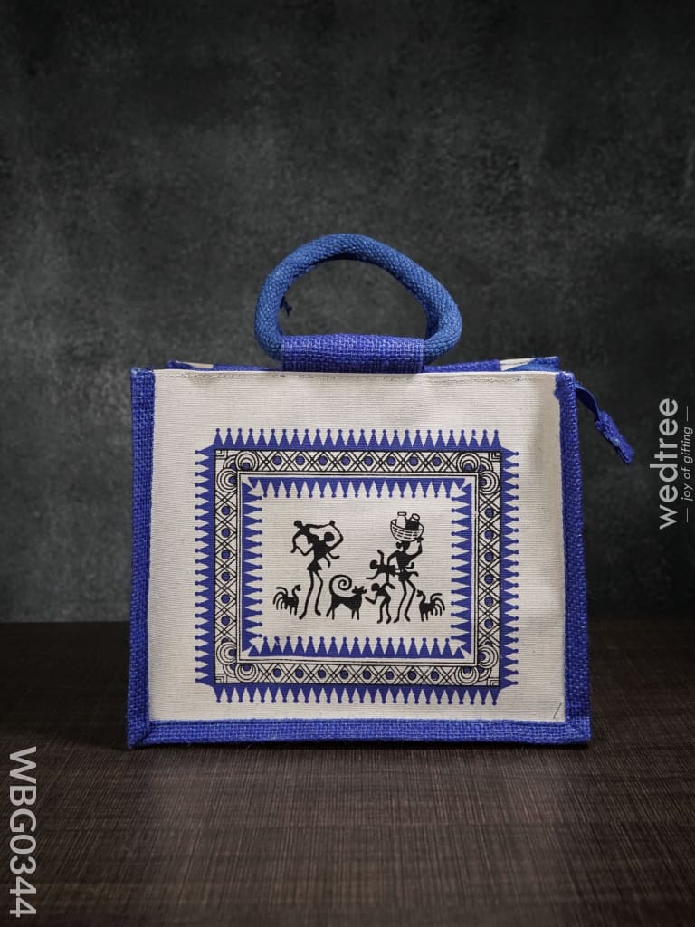 Canvas And Jute Bag With Warli Print - Wbg0344 Bags