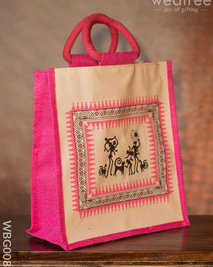 Canvas And Jute Bag With Warli Prints - Wbg0089 Bags