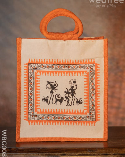 Canvas And Jute Bag With Warli Prints - Wbg0089 Bags