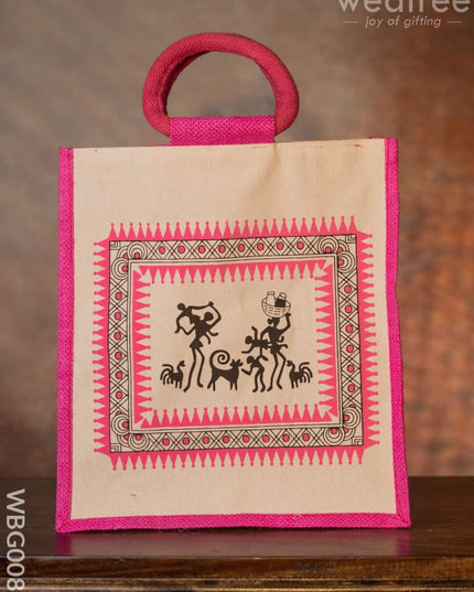 Canvas And Jute Bag With Warli Prints - Wbg0089 Bags