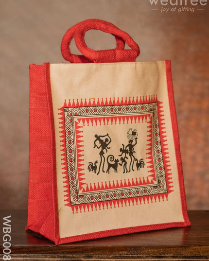 Canvas And Jute Bag With Warli Prints - Wbg0089 Bags