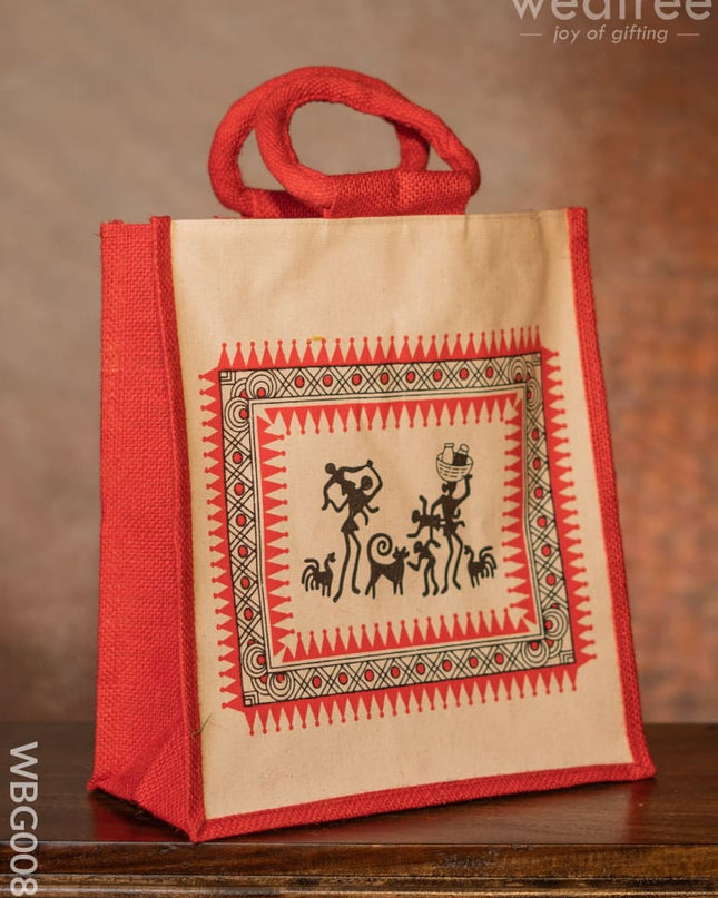 Canvas And Jute Bag With Warli Prints - Wbg0089 Bags