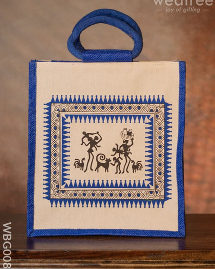 Canvas And Jute Bag With Warli Prints - Wbg0089 Bags