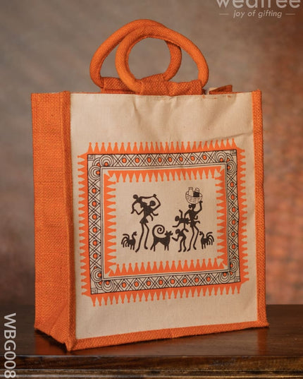 Canvas And Jute Bag With Warli Prints - Wbg0089 Bags