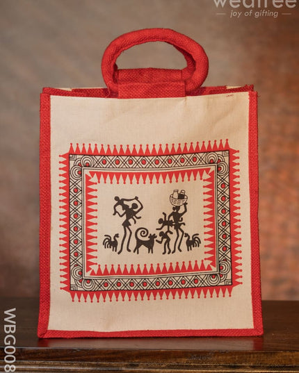 Canvas And Jute Bag With Warli Prints - Wbg0089 Bags
