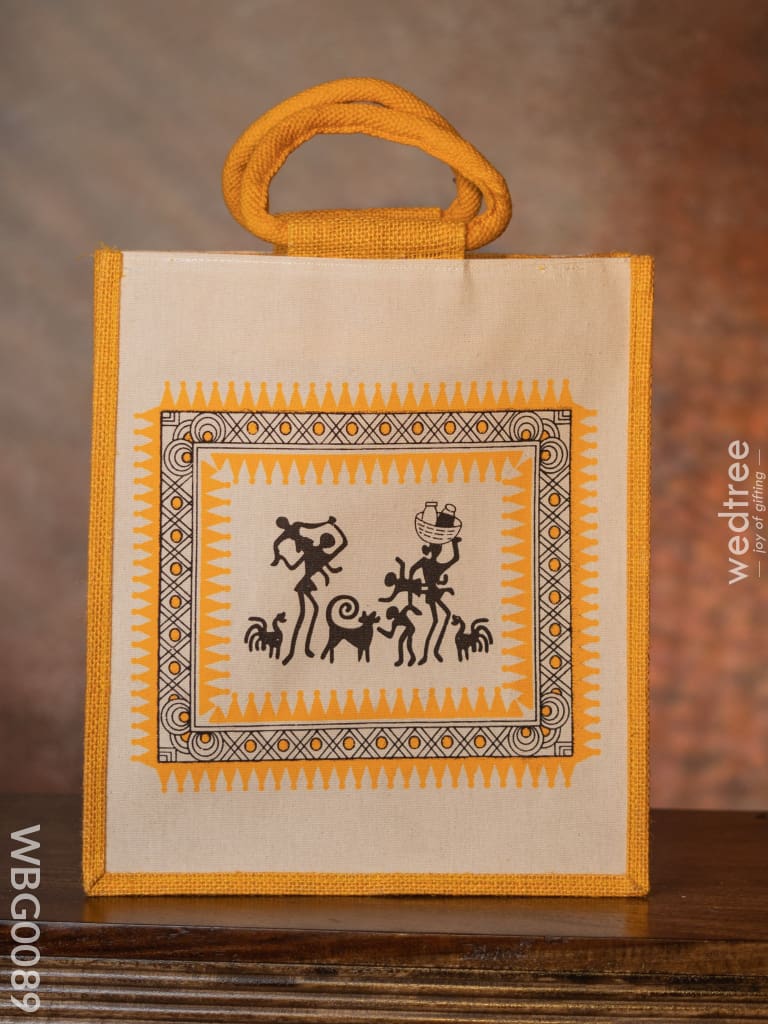 Canvas And Jute Bag With Warli Prints - Wbg0089 Bags