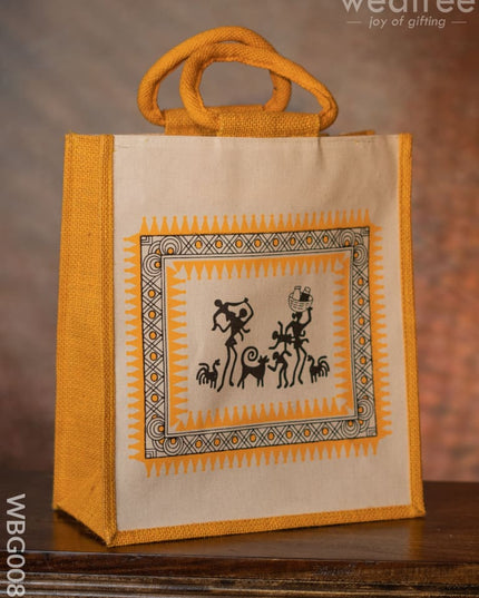 Canvas And Jute Bag With Warli Prints - Wbg0089 Bags