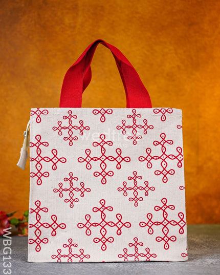 Jute Bag With Kolam Prints - Wbg1331 Bags