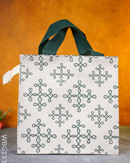 Jute Bag With Kolam Prints - Wbg1331 Bags