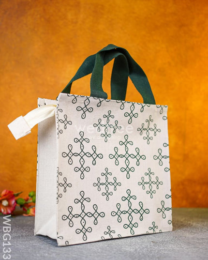Jute Bag With Kolam Prints - Wbg1331 Bags