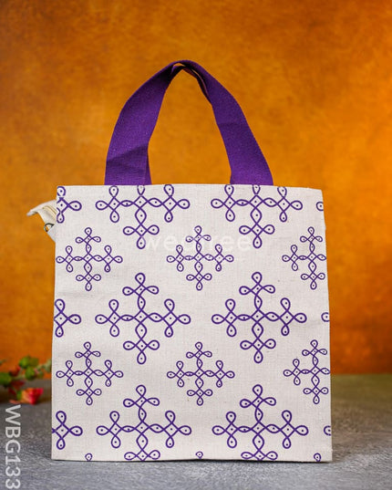 Jute Bag With Kolam Prints - Wbg1331 Bags