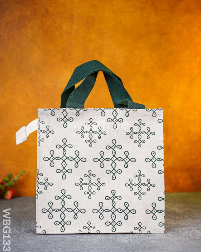Jute Bag With Kolam Prints - Wbg1331 Bags