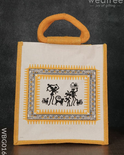 Canvas And Jute Bag With Warli Prints - Wbg0166 Bags