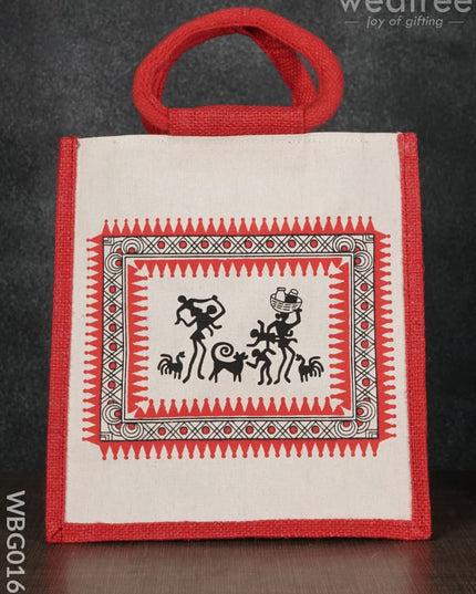 Canvas And Jute Bag With Warli Prints - Wbg0166 Bags