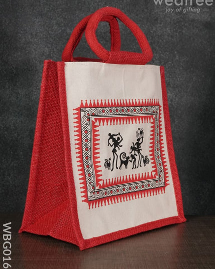 Canvas And Jute Bag With Warli Prints - Wbg0166 Bags