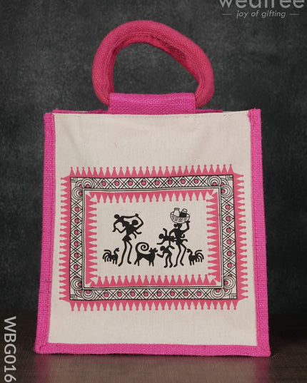 Canvas And Jute Bag With Warli Prints - Wbg0166 Bags