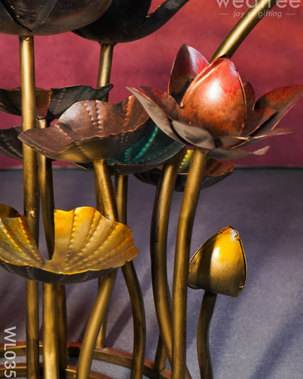Centre Table - Lotus Table With Glass Top Wl0351 Metal Decor Showpiece